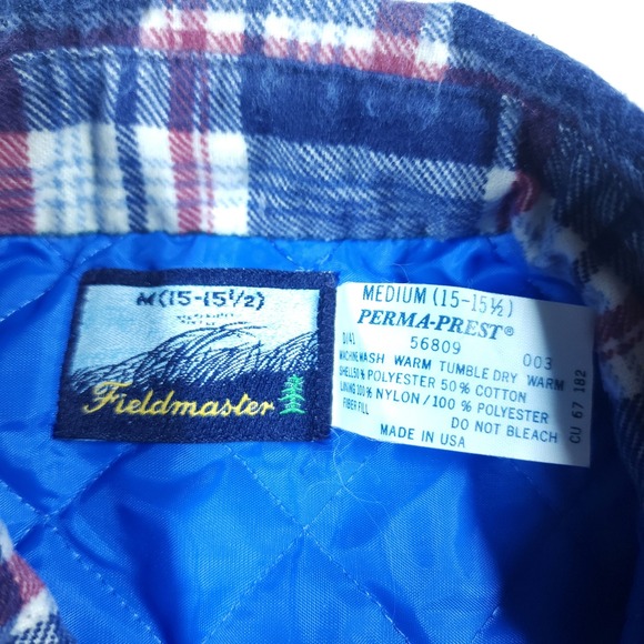 Fieldmaster Plaid Flannel Quilted Lined Shirt Mens Medium Button Up Workwear - Picture 5 of 9